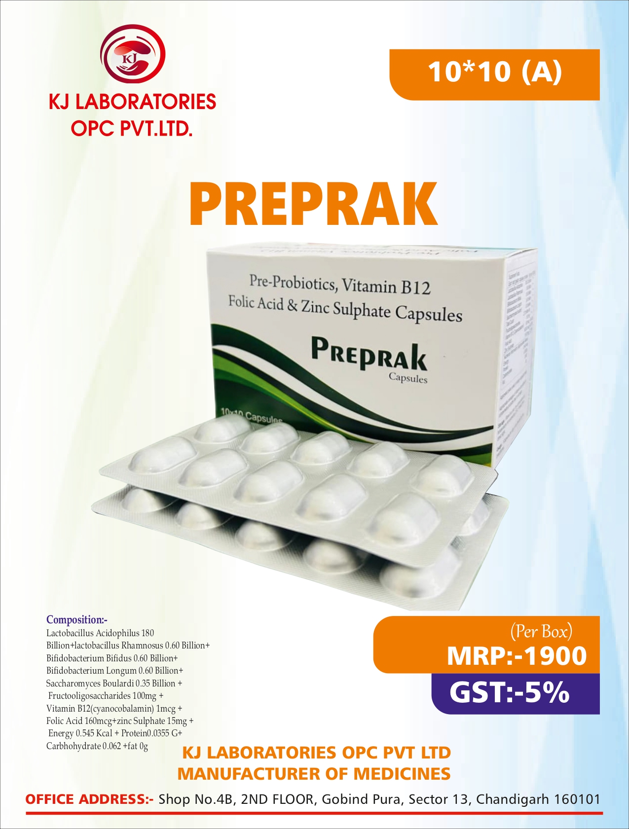 Pre-Probiotics, Vitamin B12 Folic Acid & Zinc Sulphate Capsules