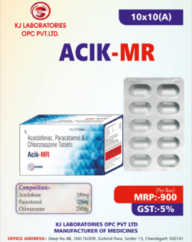 Aceclofenac, Paracetamol & Chlorzoxazone Tablets