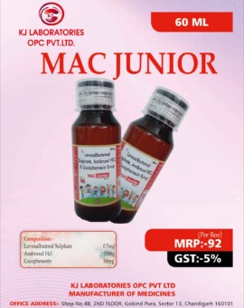 Levosalbutamol Sulphate, Ambroxol HCL & Guaiphenesin Syrup